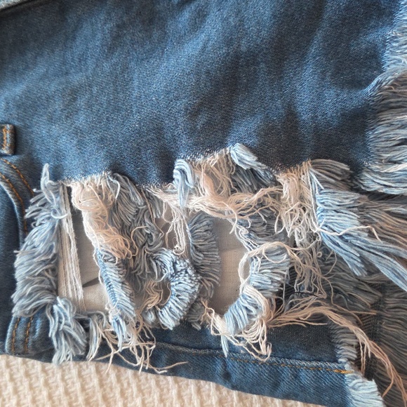 Fashion Nova Light Blue Denim Distressed Jeans - Picture 4 of 7